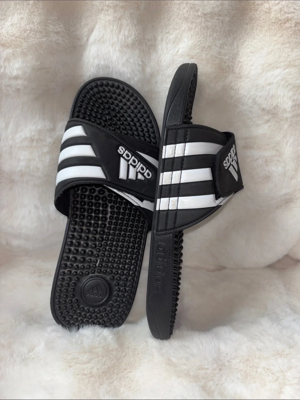 adidas Black and White Adjustable Slide Sandals
